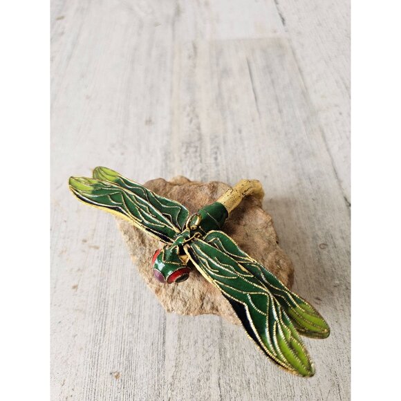 Metal dragonfly rock insect decor ornament Xmas tree - Picture 2 of 8